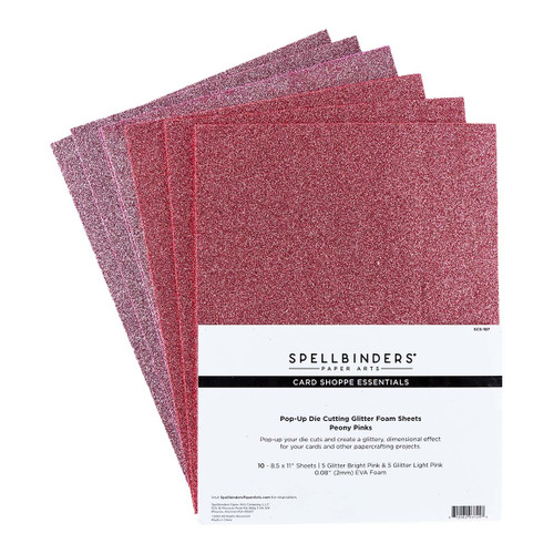 3 Pack Spellbinders Glitter Foam Sheets 8.5"X11" 10/Pkg-Peony Pinks -Bright Pink & Light Pink SCS187 - 812062037258