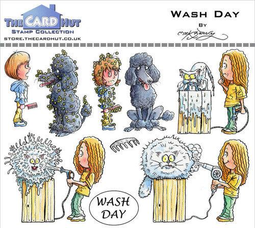 The Card Hut Clear Stamps 4"X6" By Mark Bardsley-Pets Wash Day MBPWD