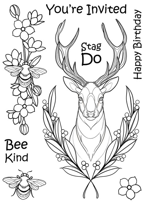 The Card Hut Clear Stamps 8"X6" By Charlotte Eleanor-Flora And Fauna Stag CEDSG - 6653556511490665355651149