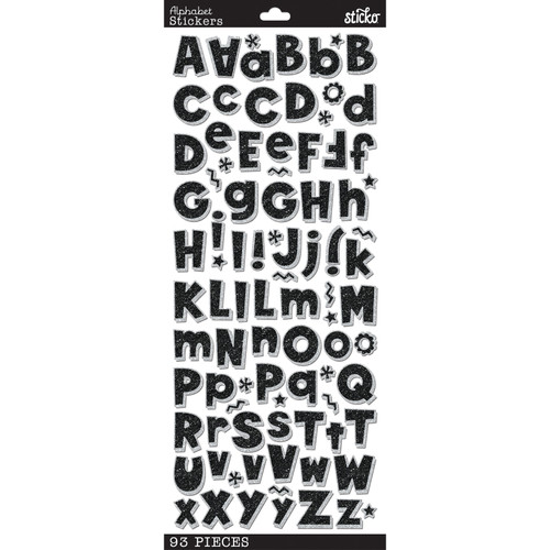 6 Pack Sticko Alphabet Stickers-Black Glitter E5238170 - 015586793413