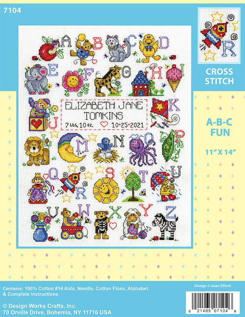 Design Works Counted Cross Stitch Kit 11"X14"-ABC Fun (14 Count) - DW7104 Design Works Counted Cross Stitch Kit 11"X14"-ABC Fun (14 Count) - DW7104