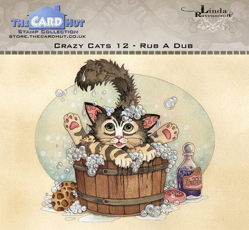 The Card Hut Clear Stamps 6"X4" By Linda Ravenscroft-Crazy Cats Rub A Dub LRCC012