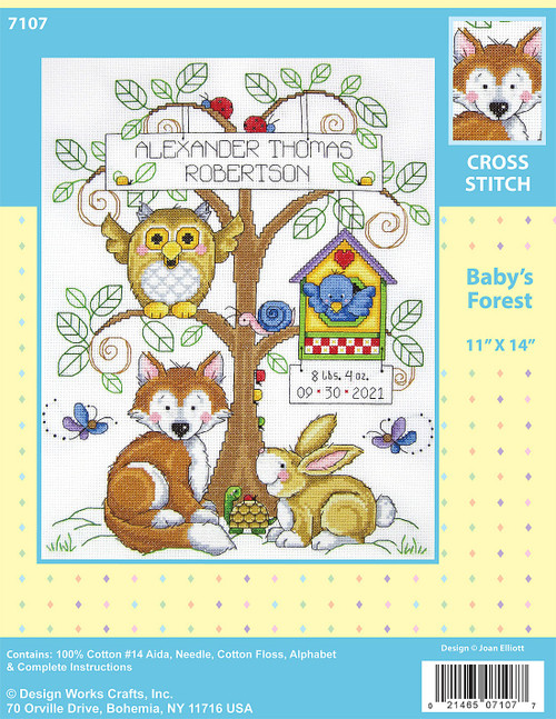Design Works Counted Cross Stitch Kit 11"X14"-Baby's Forest (14 Count) - DW7107