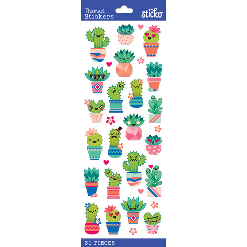 24 Pack Sticko Themed Stickers-Cutesy Succulents E5238608 - 015586796254