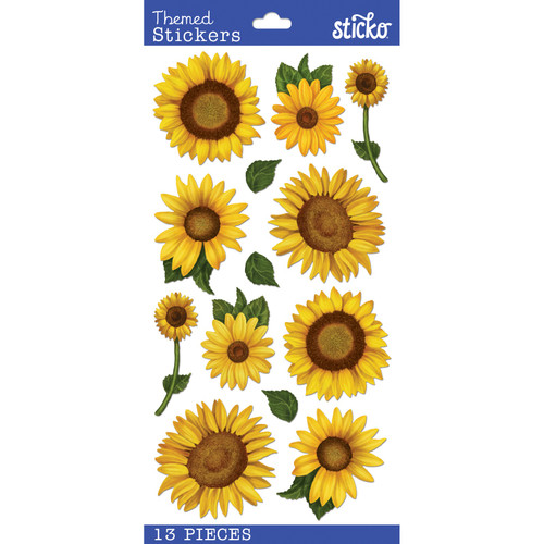 12 Pack Sticko Themed Stickers-Sunflowers Vellum E5238237 - 015586794106