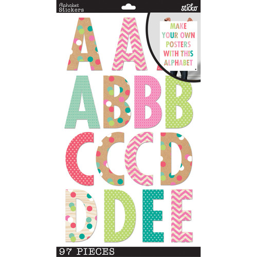 3 Pack Sticko Alphabet Stickers-Bright Multi Pattern E5238573 - 015586996814