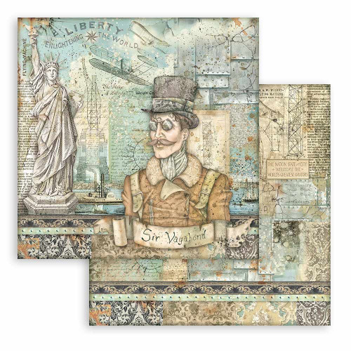 10 Pack Stamperia Double-Sided Cardstock 12"X12"-Statue Of Liberty, Sir Vagabond Aviator SBB876 - 5993110022473