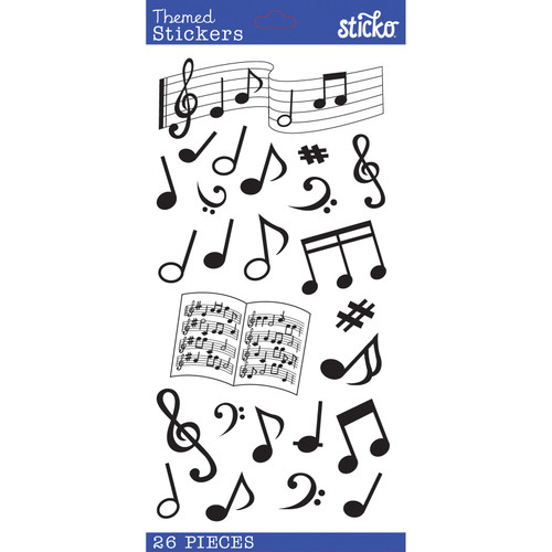 Sticko Themed Stickers-Silhouette Music Notes Classic E5238132 - 015586793031