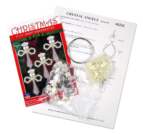 Design Works Beaded Ornament Kit 2"X3" Set of 10-Crystal Angels DW6241 - 021465062419