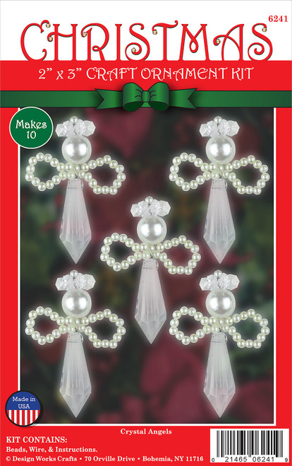 Design Works Beaded Ornament Kit 2"X3" Set of 10-Crystal Angels - DW6241 Design Works Beaded Ornament Kit 2"X3" Set of 10-Crystal Angels - DW6241