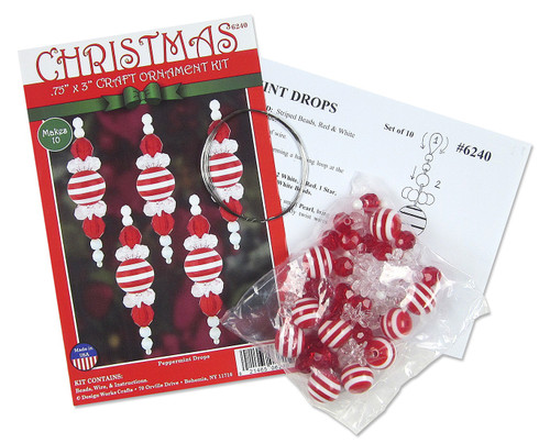 Design Works Beaded Ornament Kit .75"X3" Set of 10-Peppermint Drop DW6240 - 021465062402