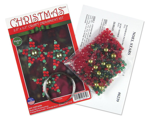 Design Works Beaded Ornament Kit 2.5" Round Set of 12-Noel Stars DW6239 - 021465062396