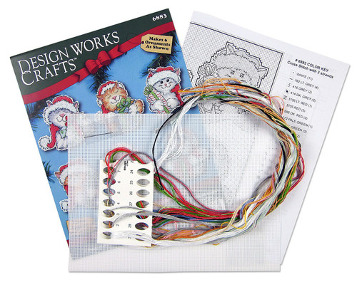 Design Works Plastic Canvas Ornament Kit 3.5"X3.5" Set of 6-Cats (14 Count) - DW6883 - 021465068831