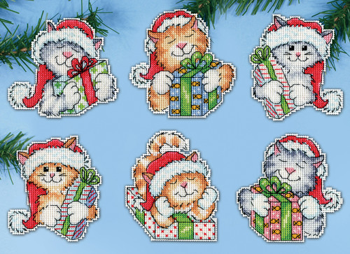 Design Works Plastic Canvas Ornament Kit 3.5"X3.5" Set of 6-Cats (14 Count) - DW6883