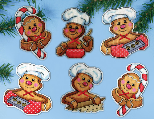 Design Works Plastic Canvas Ornament Kit 3.5"X3.5" Set of 6-Gingerbread (14 Count) DW6884