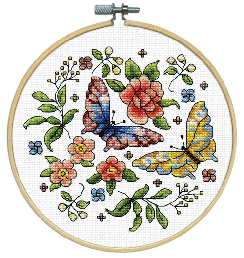 Design Works Counted Cross Stitch Kit 8" Round-Butterfly (11 Count) - DW7043