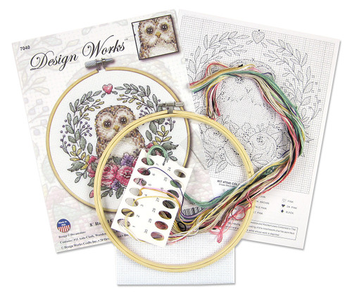 Design Works Counted Cross Stitch Kit 8" Round-Owl (11 Count) - DW7040 - 021465070407