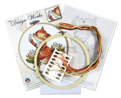 Design Works Counted Cross Stitch Kit 8" Round-Fox (11 Count) DW7044 - 021465070445