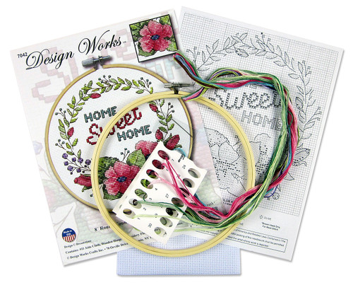 Design Works Counted Cross Stitch Kit 8" Round-Home Sweet Home (11 Count) DW7042 - 021465070421