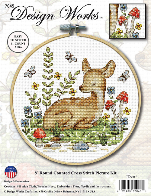 Design Works Counted Cross Stitch Kit 8" Round-Deer (11 Count) - DW7045 Design Works Counted Cross Stitch Kit 8" Round-Deer (11 Count) - DW7045
