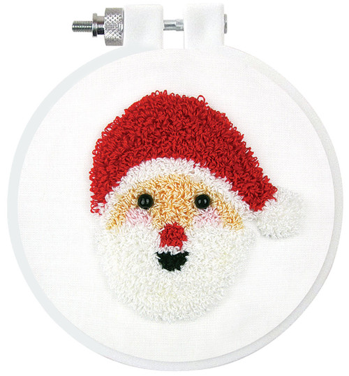 Design Works Punch Needle Kit 3.5" Round-Santa DW239