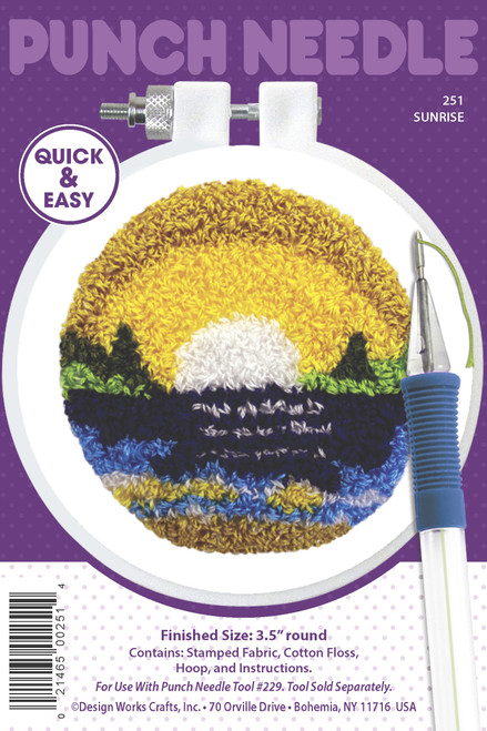 Design Works Punch Needle Kit 3.5" Round-Sunrise - DW251 Design Works Punch Needle Kit 3.5" Round-Sunrise - DW251