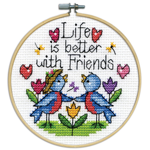 Design Works Counted Cross Stitch Kit 4" Round-Friends (14 Count) - DW7058