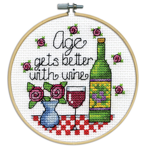 Design Works Counted Cross Stitch Kit 4" Round-Wine (14 Count) - DW7059