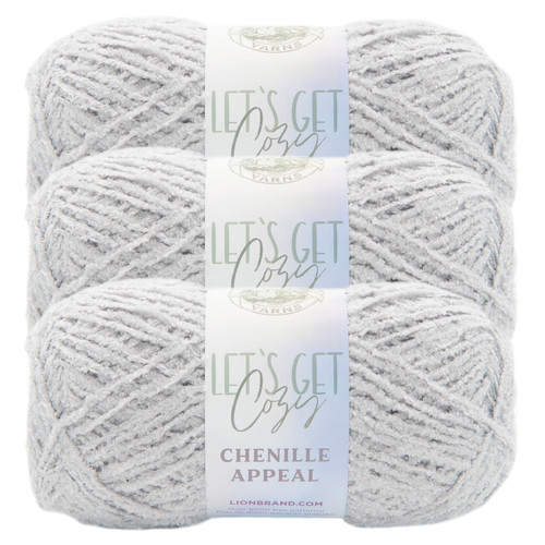 Lion Brand Let's Get Cozy: Chenille Appeal Yarn-Quiet Grey 941-149 - 023032098036