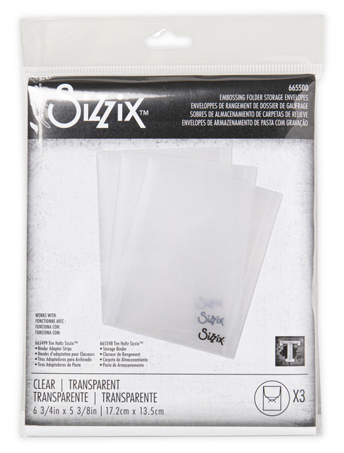 3 Pack Sizzix Plastic Storage Envelopes 3/Pkg By Tim Holtz-For Embossing Folders 665500 - 630454280279