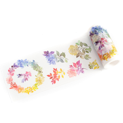 Pinkfresh Studio Washi Tape 4"X11yd-Rainbow Floral PF147622 - 736952874351