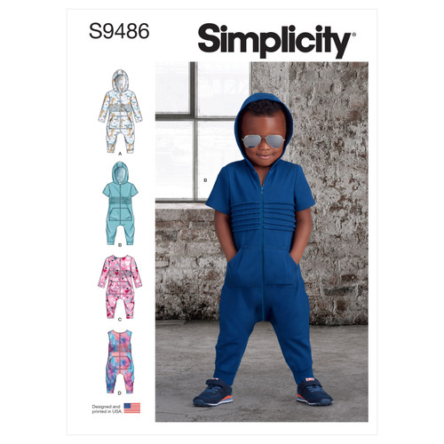 Simplicity Toddlers Knit Jumpsuit-1/2-1-2-3-4 SS9486A - 039363594864