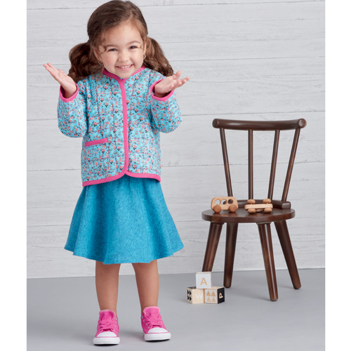 Simplicity Toddlers Knit Top, Jacket, Vest, Skirt and Pants-1/2-1-2-3-4 SS9485A