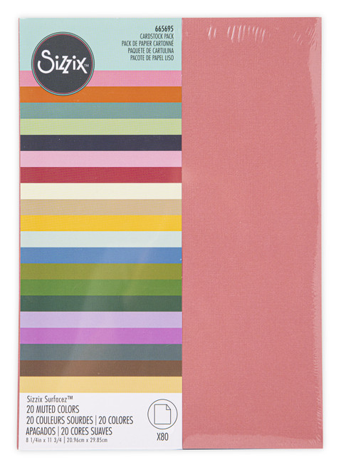 Sizzix Surfacez Cardstock Pack 8"X11.5" 80/Pkg-Muted, 20 Colors 665695 - 630454277330