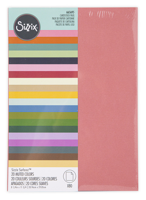 Sizzix Surfacez Cardstock Pack 8"X11.5" 80/Pkg-Muted, 20 Colors - 665695 - 630454277330