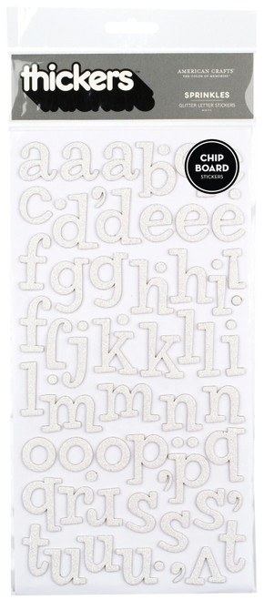 Thickers Chipboard Glitter Stickers 2/Pkg-Sprinkles - White - 42890 - 718813428903