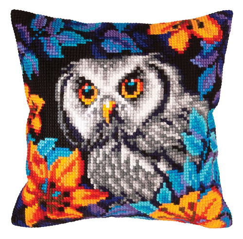Collection d'Art Stamped Needlepoint Cushion 15.75"X15.75"-Owl Gaze CD5433 - 4742022974735