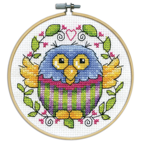 3 Pack - Design Works Counted Cross Stitch Kit 4" Round-Owl (14 Count) - DW7070