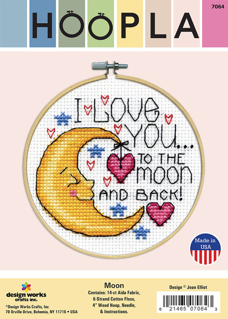 3 Pack - Design Works Counted Cross Stitch Kit 4" Round-Moon (14 Count) - DW7064 3 Pack - Design Works Counted Cross Stitch Kit 4" Round-Moon (14 Count) - DW7064