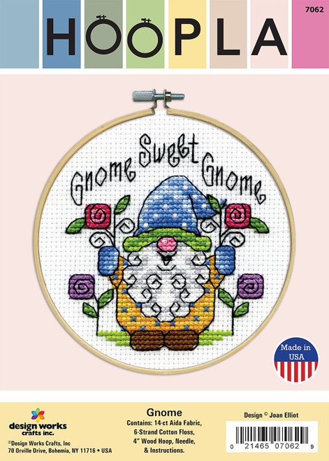 3 Pack - Design Works Counted Cross Stitch Kit 4" Round-Gnome (14 Count) - DW7062 3 Pack - Design Works Counted Cross Stitch Kit 4" Round-Gnome (14 Count) - DW7062