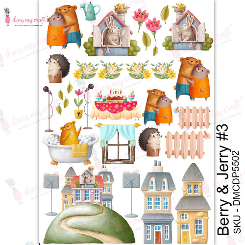 Dress My Craft Transfer Me Sheet A4-Berry & Jerry #3 DMCD5502