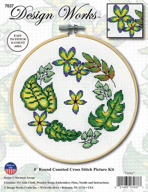Design Works Counted Cross Stitch Kit 8" Round-Ferns (11 Count) DW7037