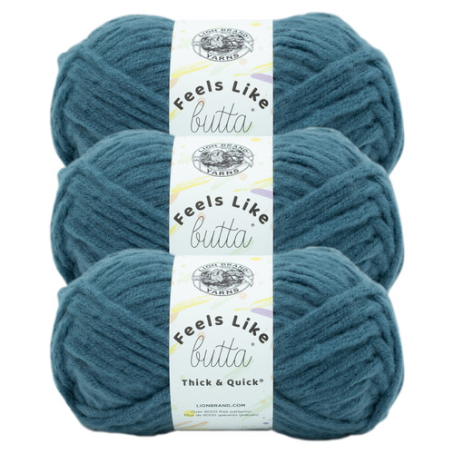 3 Pack Lion Brand Feels Like Butta Thick & Quick Yarn-Orion Blue LB155-116 - 023032097947
