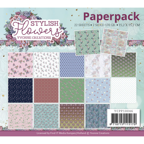 3 Pack Find It Trading Yvonne Creations Paper Pack 6"X6" 22/Pkg-Stylish Flowers CPP10046 - 8718715115170