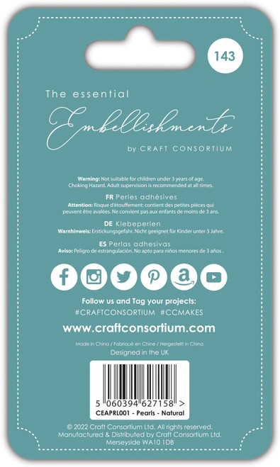 5 Pack - Craft Consortium Essential Adhesive Pearls 143/Pkg-Natural Pearl - EAPRL001
