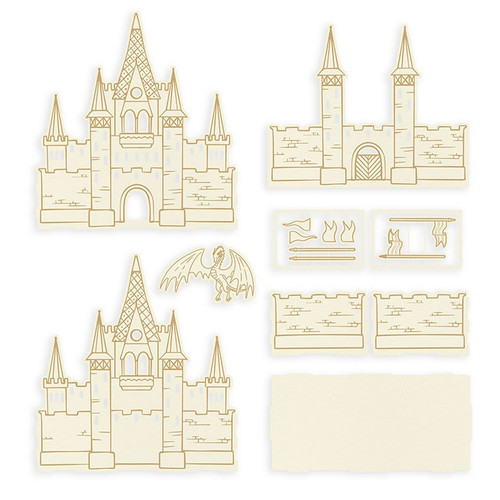 2 Pack - P13 Light Chipboard Decoration Base 8"X8"-Once Upon A Time, Castle - P13ONC50