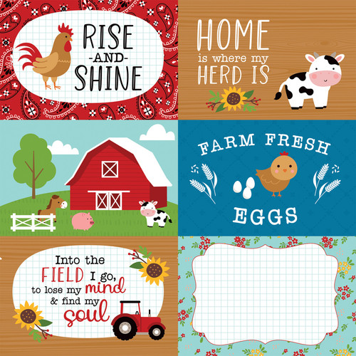 25 Pack Fun On The Farm Double-Sided Cardstock 12"X12"-6"X4" Journaling Cards FF280-9