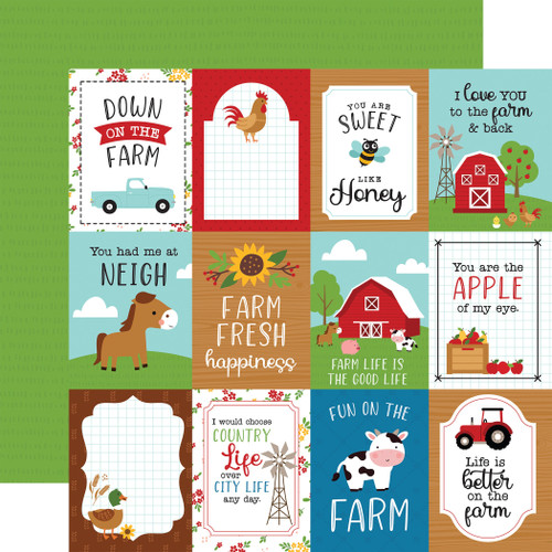 25 Pack Fun On The Farm Double-Sided Cardstock 12"X12"-3"X4" Journaling Cards FF280-3 - 793888053663