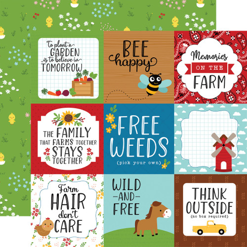 25 Pack Fun On The Farm Double-Sided Cardstock 12"X12"-4"X4" Journaling Cards FF280-12 - 793888054561