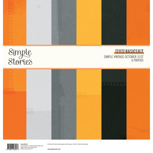 3 Pack Simple Stories Basics Double-Sided Paper Pack 12"X12" 6/Pkg-Simple Vintage October 31st SVOC8615 - 810079987283